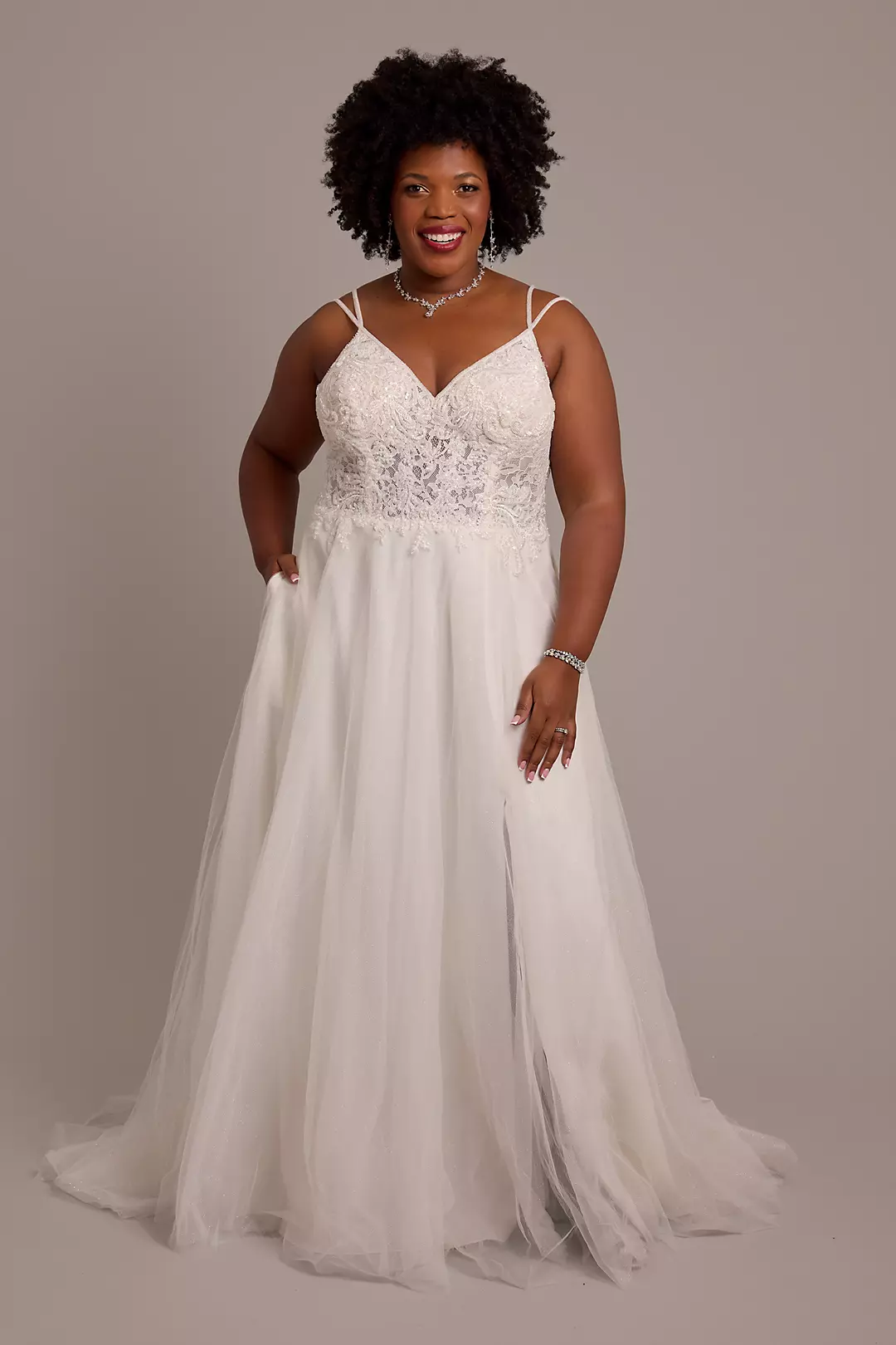 Beaded Bodice Wedding Dress with Tulle Skirt Image