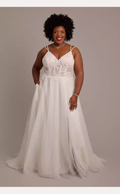 Beaded Bodice Wedding Dress with Tulle Skirt Image 1
