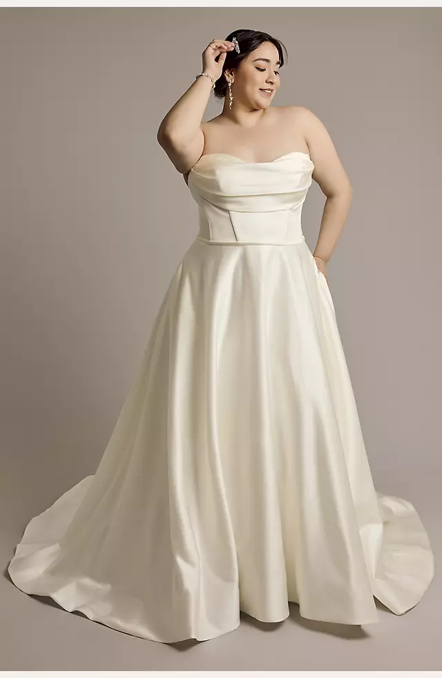 Satin Strapless Ball Gown Wedding Dress Image