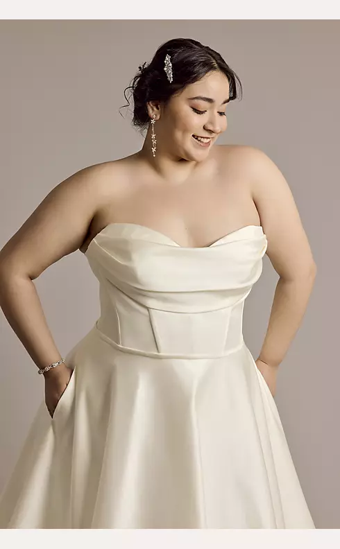 Satin Strapless Ball Gown Wedding Dress Image 3