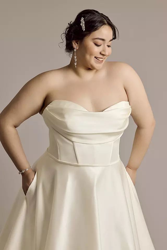 Satin Strapless Ball Gown Wedding Dress Image 3