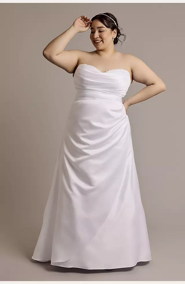 Beaded Satin Sweetheart A-Line Wedding Dress Image