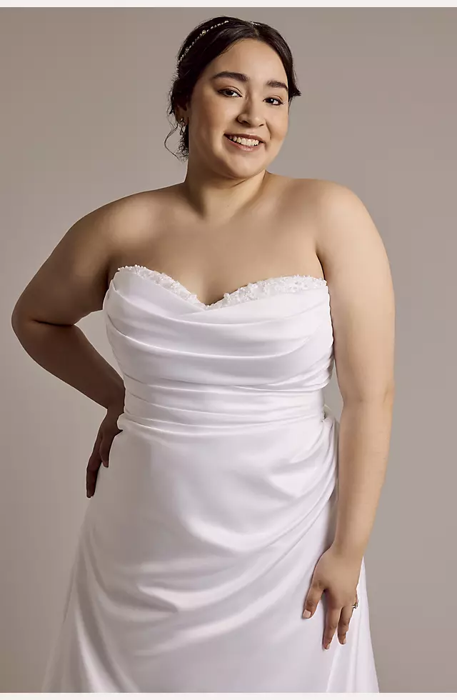 Beaded Satin Sweetheart A-Line Wedding Dress Image 3