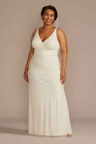 beaded sheath wedding dress