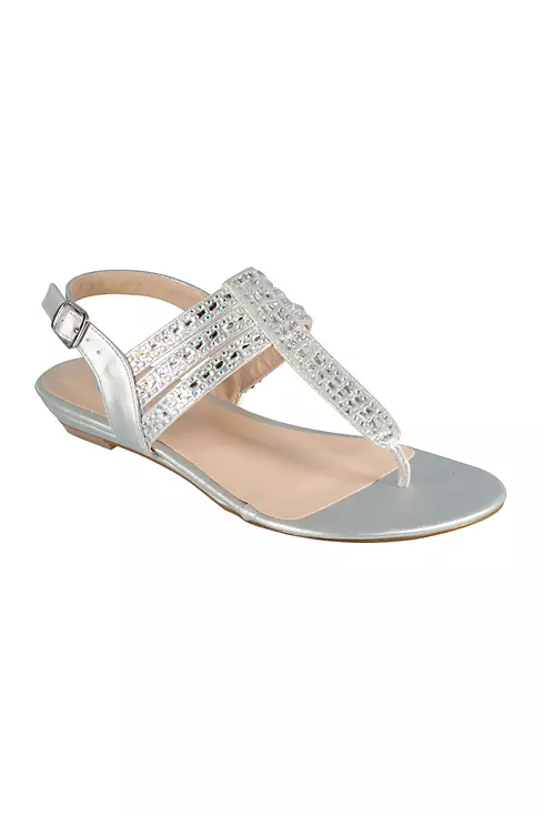 Strappy Slingback Sandals with Iridescent Crystals Image 1