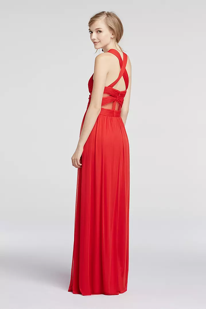 Illusion Cut Out Sleeveless Mesh Prom Dress | David's Bridal Illusion Cut Out Sleeveless Mesh Prom Dress | David's Bridal