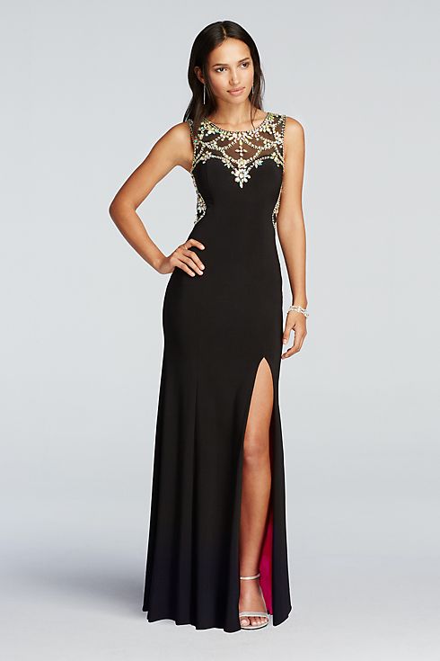 Illusion Low Back Prom Dress with Crystal Beading Image