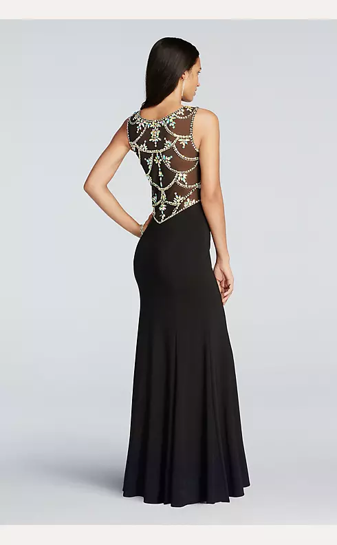 Illusion Low Back Prom Dress with Crystal Beading | David's Bridal