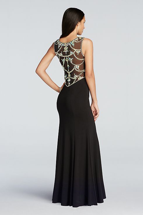 Illusion Low Back Prom Dress with Crystal Beading Image 4