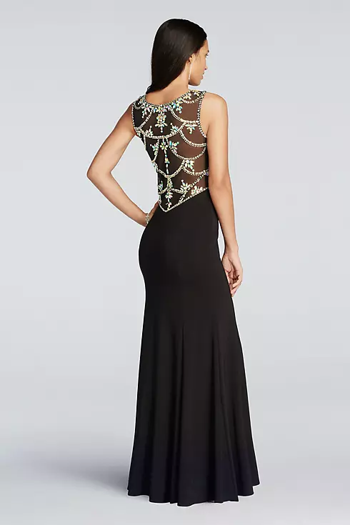 Illusion Low Back Prom Dress with Crystal Beading Image 2