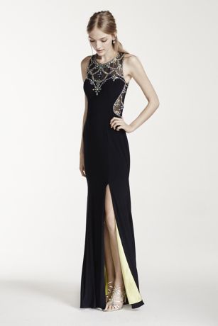 Jewel Encrusted Illusion Low Back Dress | David's Bridal