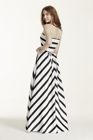 Black and white outlet striped ball gown