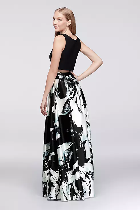 Mock Two-Piece Ball Gown with Printed Skirt Image 2