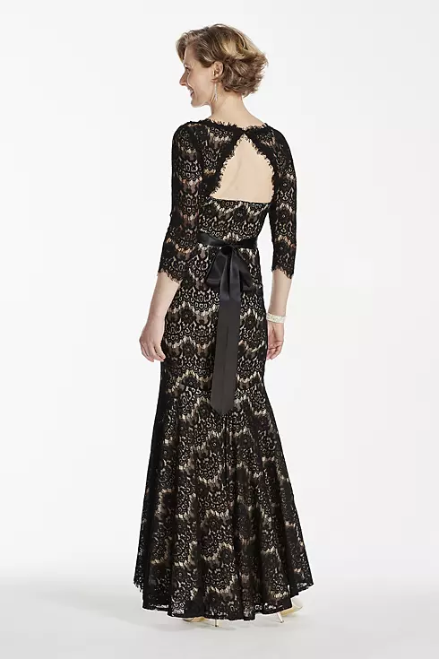 3/4 Sleeve Lace Dress with Beaded Sash Image 2