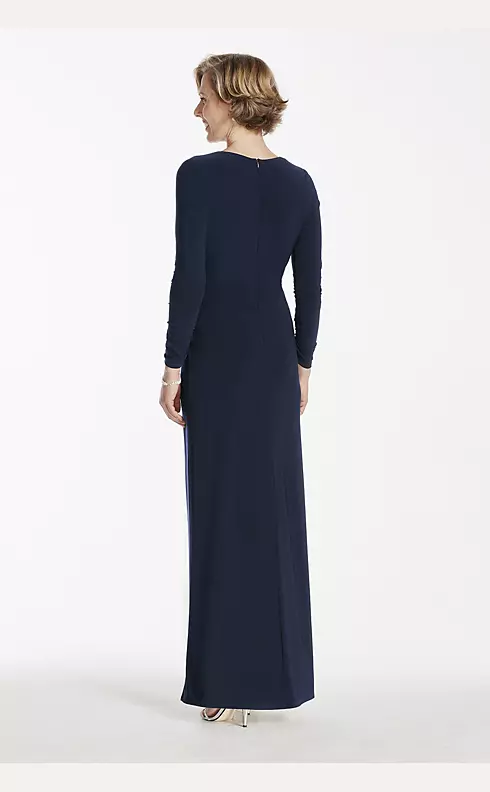 Long Sleeve Jersey Dress with Beaded Hip Detail Image 2