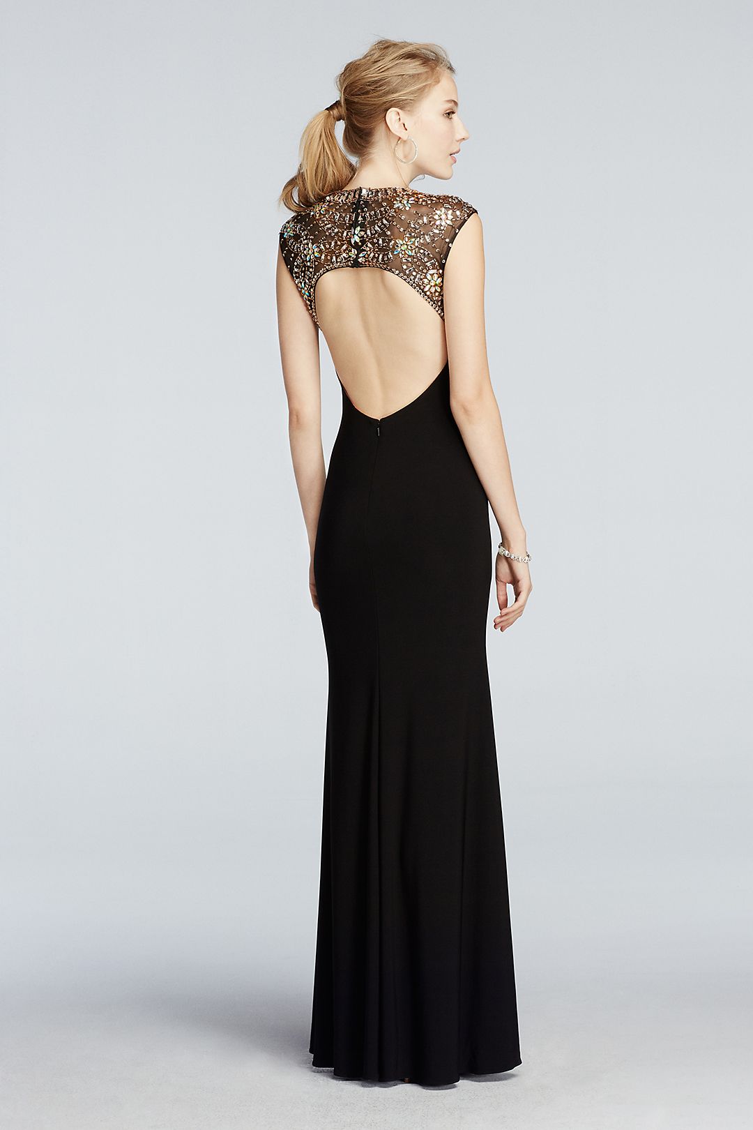 Beaded High Neck Tank Prom Dress with Side Slit Image 2