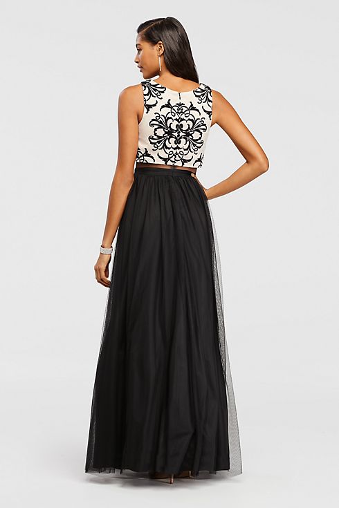 Illusion Two Piece Embroidered Bodice Tulle Dress Image 2