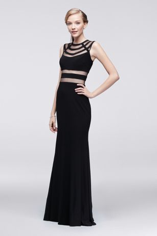 Matte Jersey Column Dress with Illusion Cutouts | David's Bridal