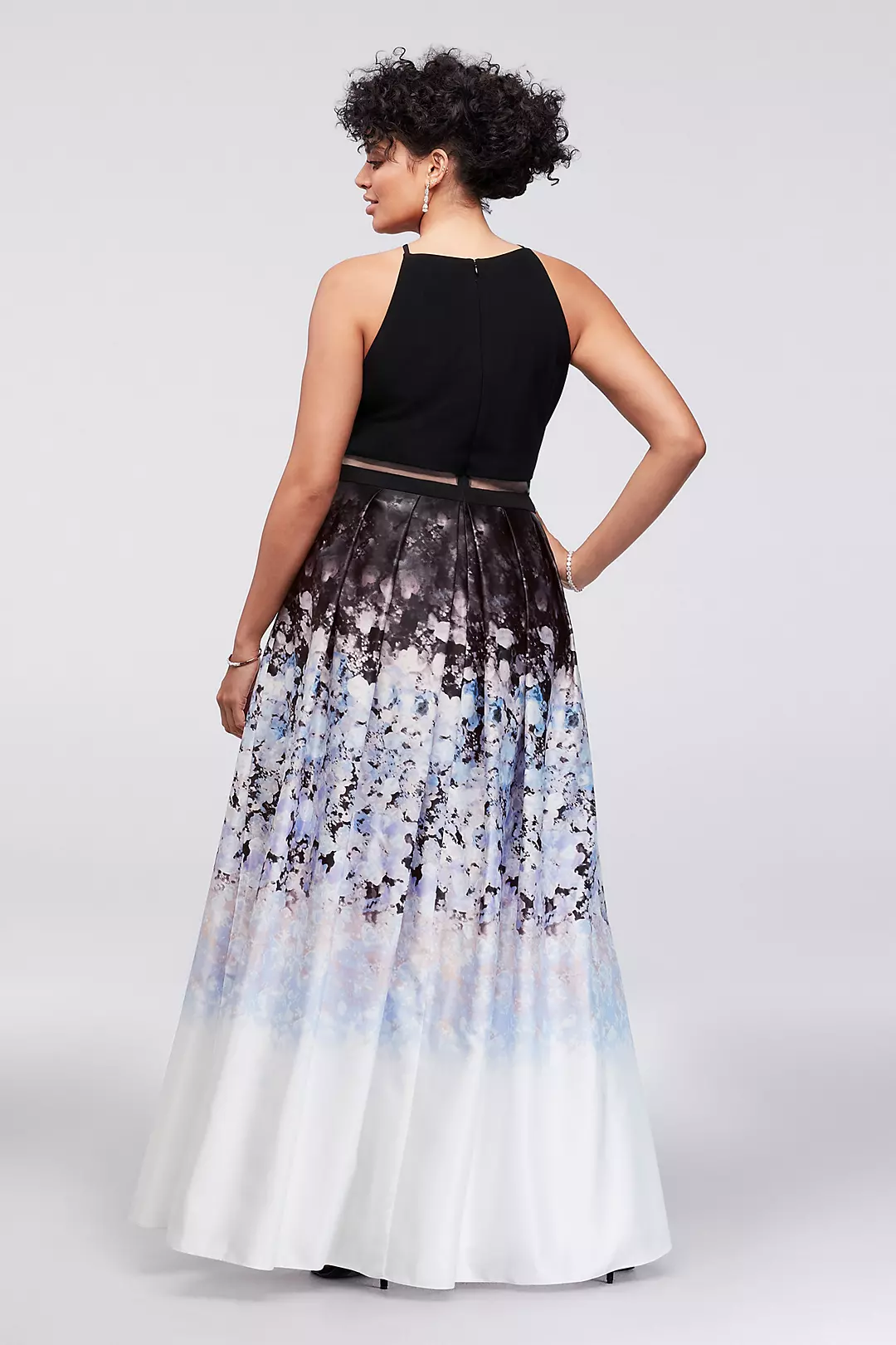 Jersey and Ombre Floral Charmeuse Ball Gown Image 2