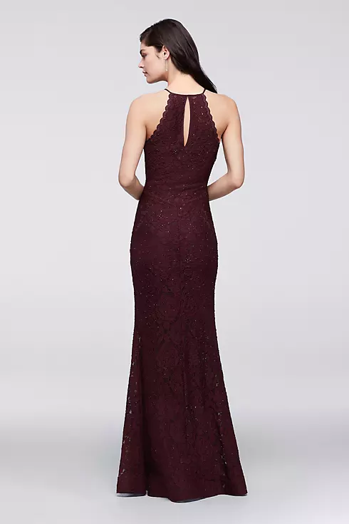 Allover Lace Halter Dress with Crystal Beading Image 2
