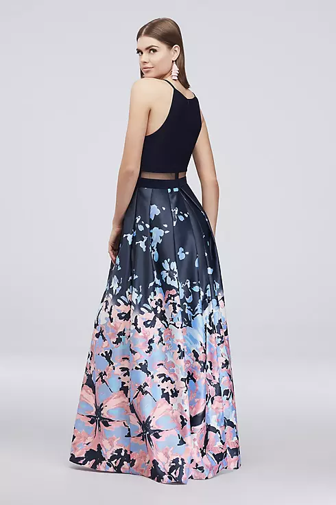 Printed Popover Dress with Illusion Mesh Waist Image 2