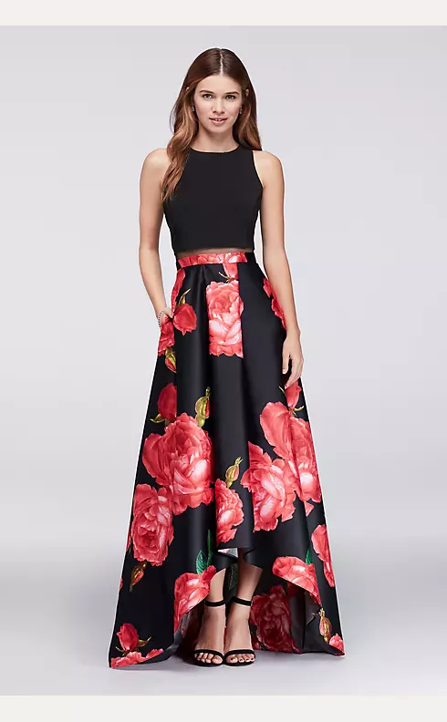 High-Low Ball Gown with Illusion Waistline Image 1