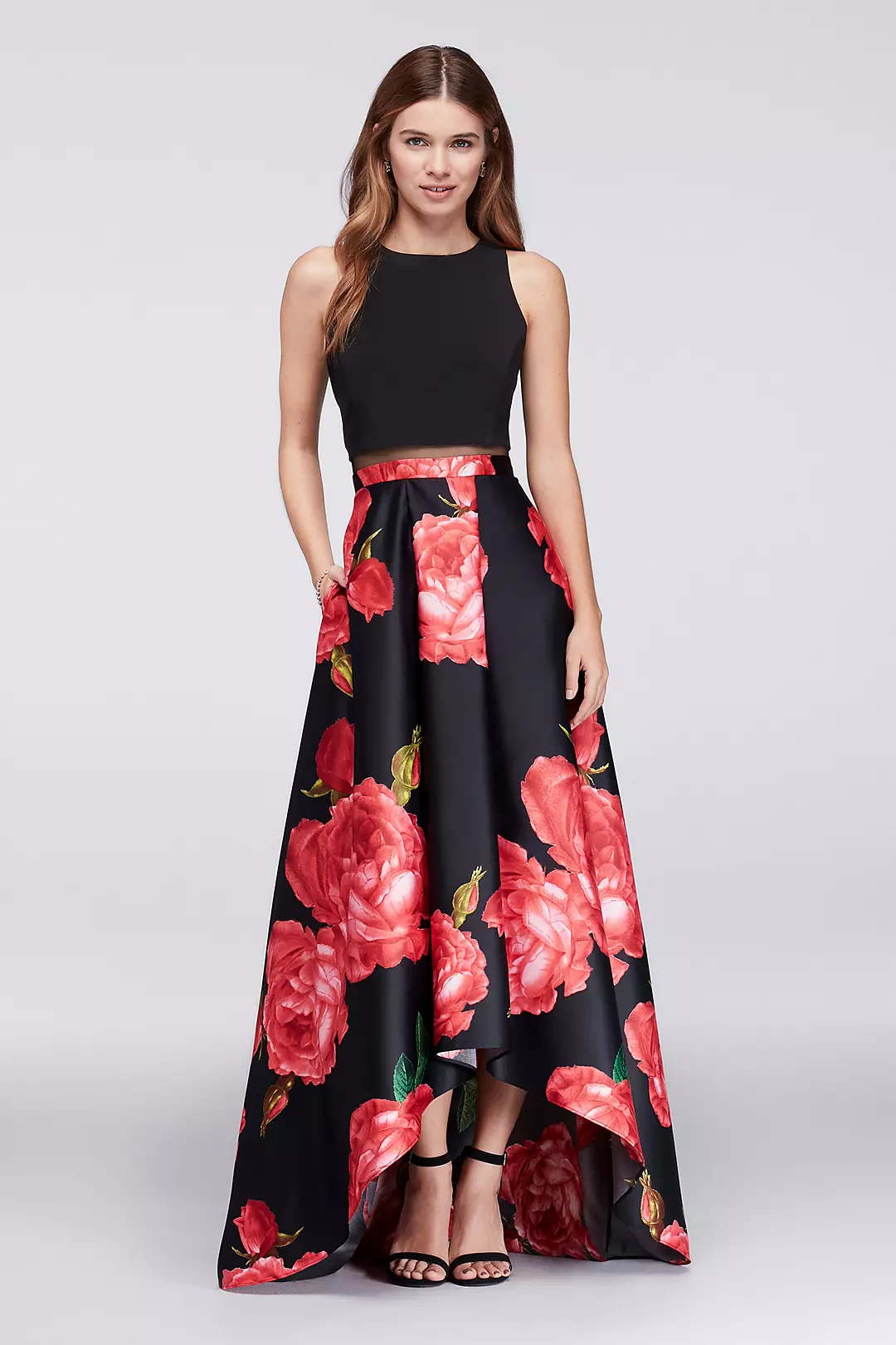 High-Low Ball Gown with Illusion Waistline Image