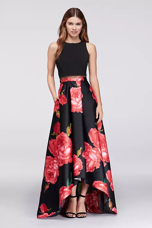 High-Low Ball Gown with Illusion Waistline Image 1