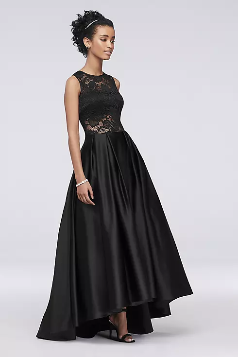 Illusion Lace Satin Ball Gown Image 1