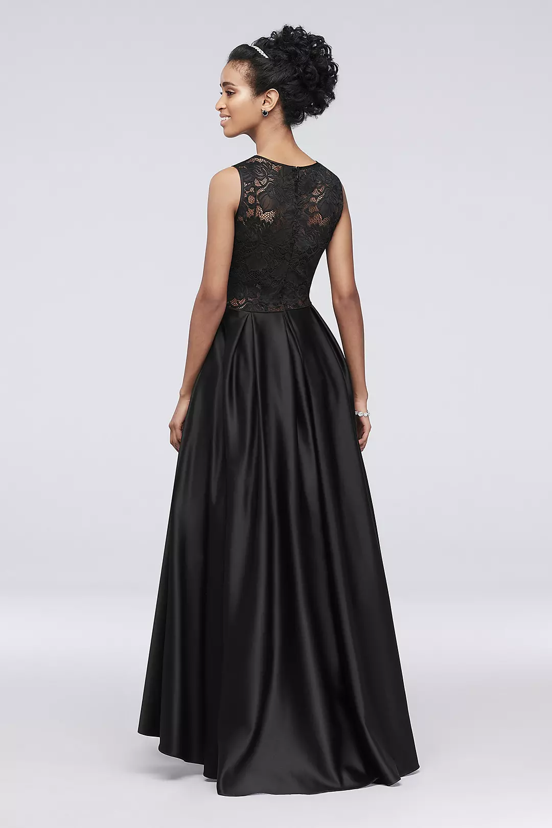 Illusion Lace Satin Ball Gown Image 2