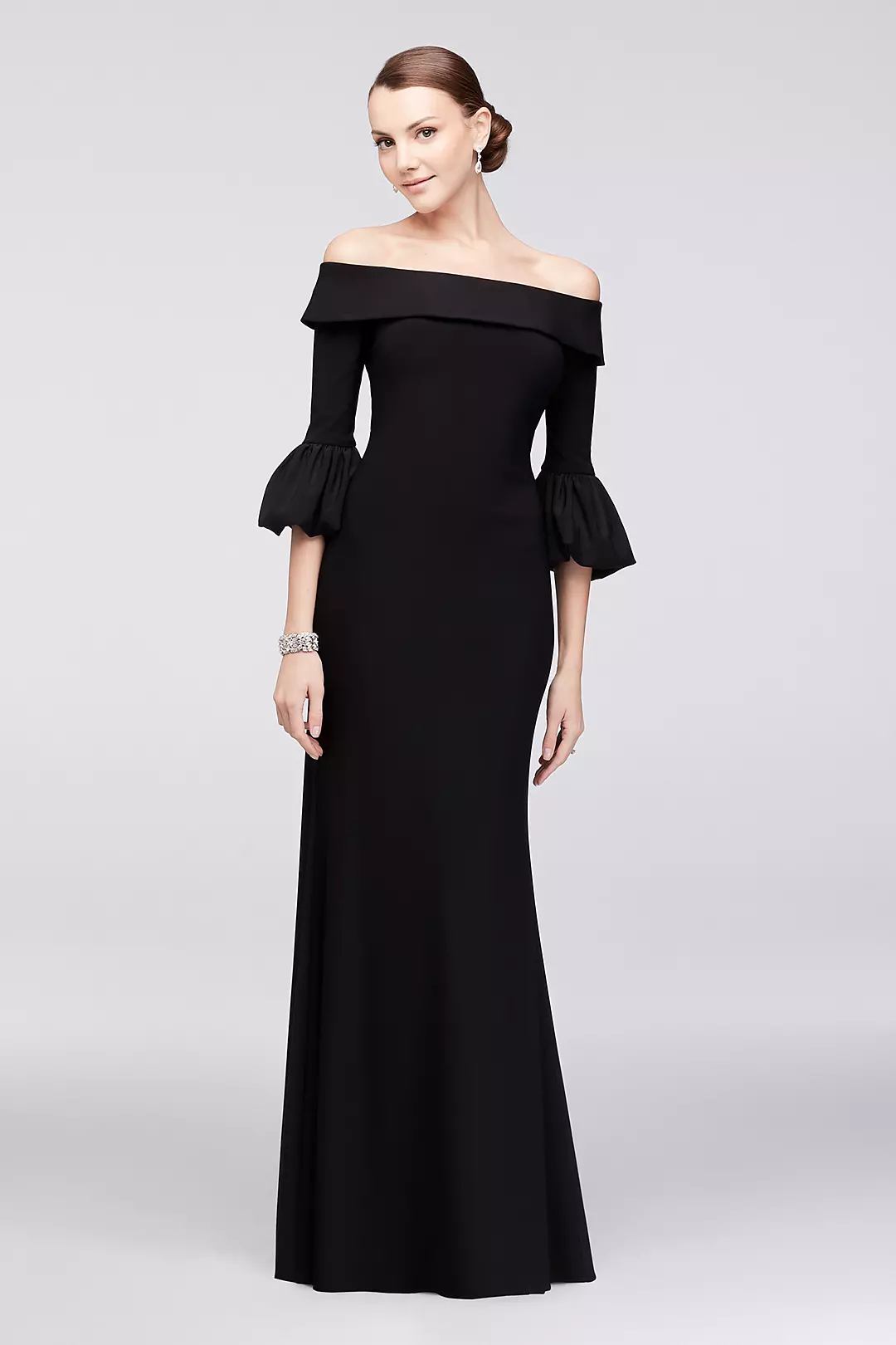 Off-the-Shoulder Bell-Sleeve Jersey Gown Image