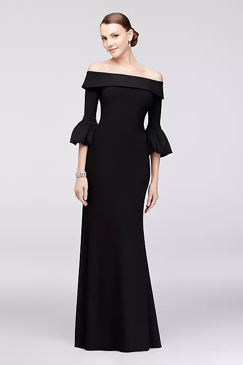 Off-the-Shoulder Bell-Sleeve Jersey Gown Image 1