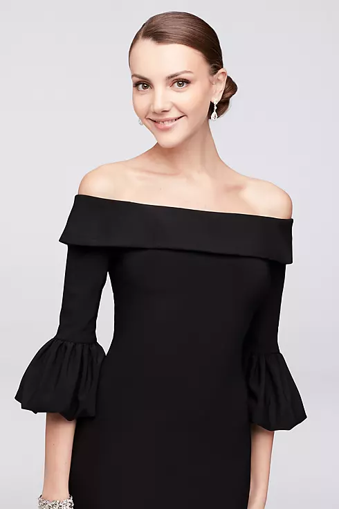 Off-the-Shoulder Bell-Sleeve Jersey Gown Image 3