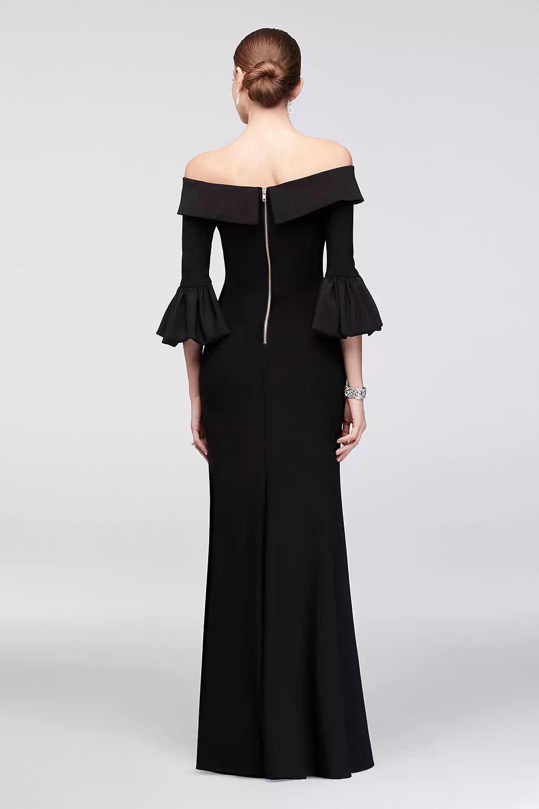 Off-the-Shoulder Bell-Sleeve Jersey Gown Image 2