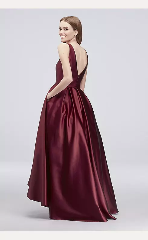 Satin V-Neck Tank Ball Gown with Pleats Image 2