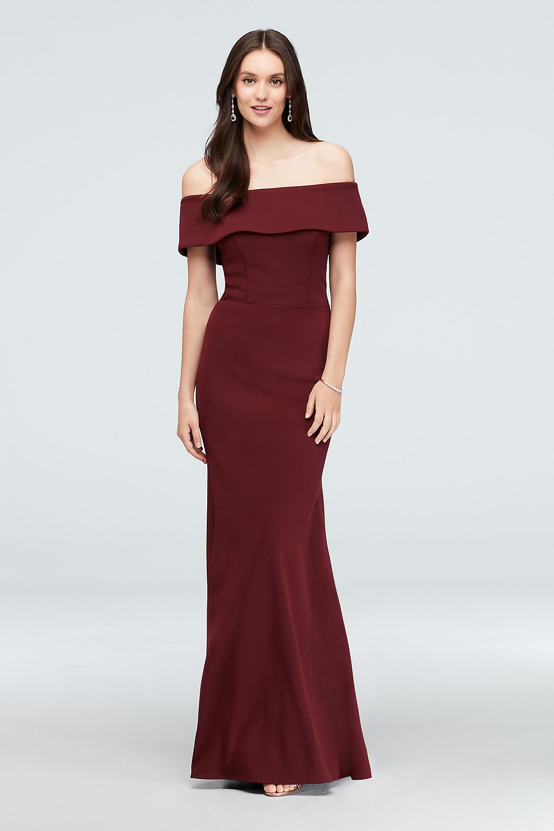 Off-the-Shoulder Scuba Mermaid Gown Image 1