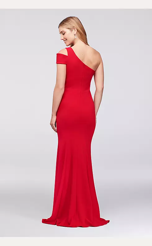 Asymmetric Notched Neckline Crepe Mermaid Gown Image 2
