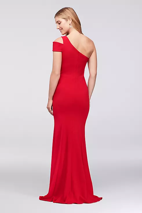 Asymmetric Notched Neckline Crepe Mermaid Gown Image 2