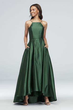 High neck hot sale satin ball gown