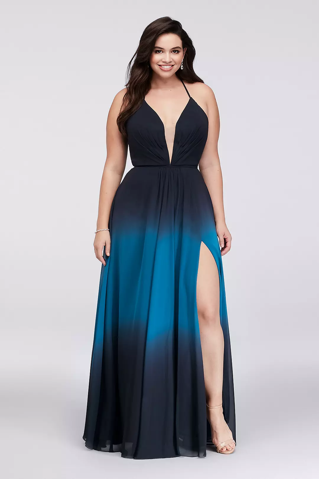 Ombre Chiffon Halter A-Line Gown Image