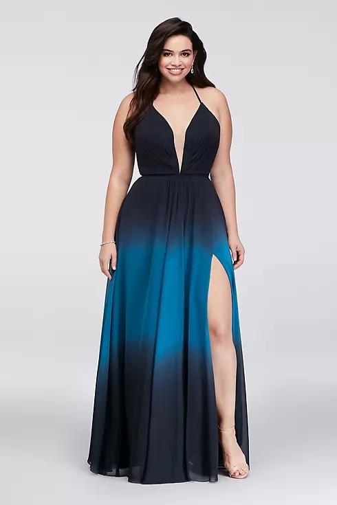 Ombre Chiffon Halter A-Line Gown Image 1