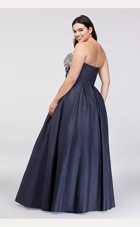 Embroidered Denim Ball Gown Image 2
