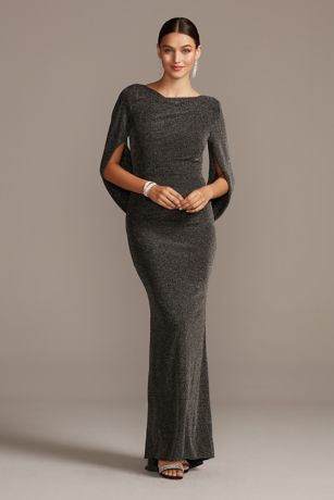 betsy and adam long sleeve sequin gown