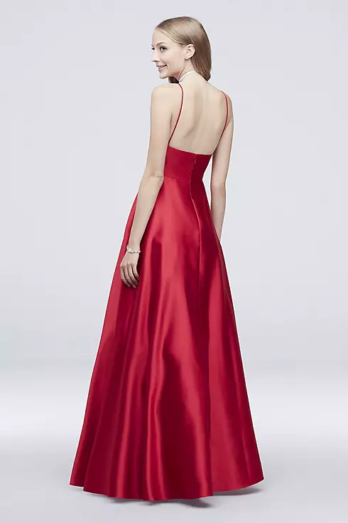 V-Neck Satin Ball Gown with Spaghetti Straps Image 2