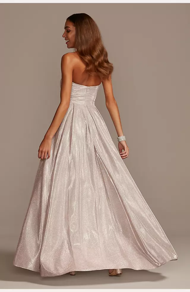 Glittery Strapless Ball Gown with Illusion Plunge Image 2
