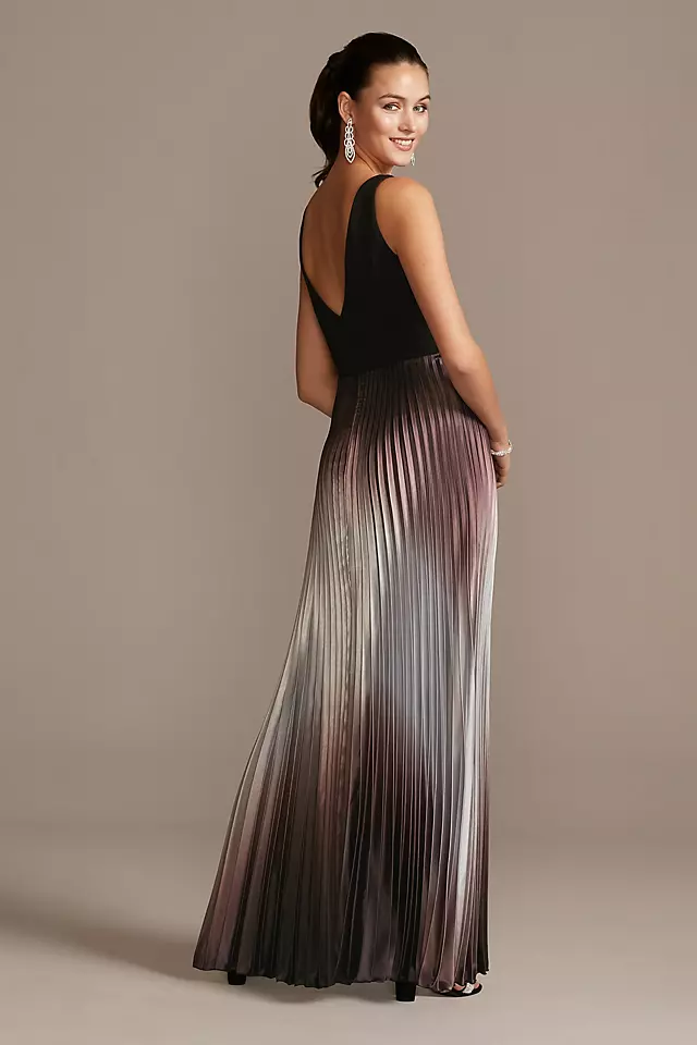 Accordion Pleated Ombre Satin Dress Image 2