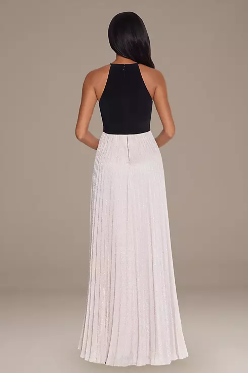 Jersey Halter Dress with Pleated A-Line Skirt Image 2