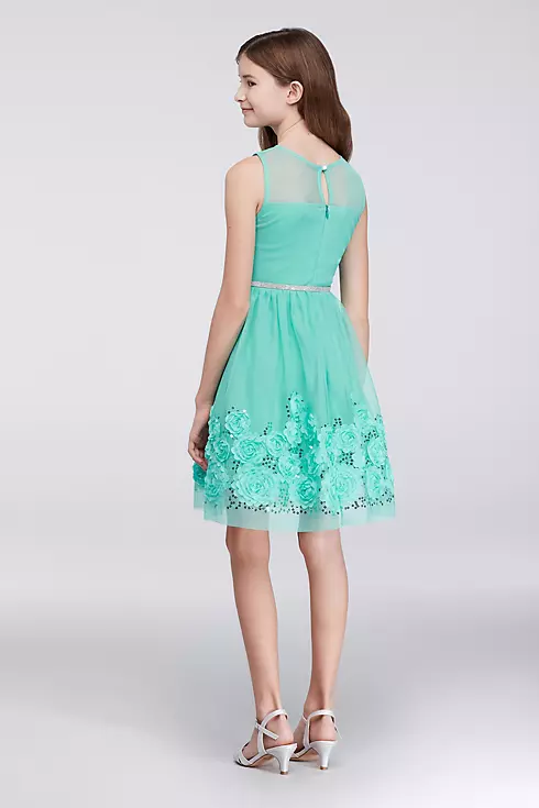 Chiffon Party Dress with 3-D Ribbon Flowers Image 2