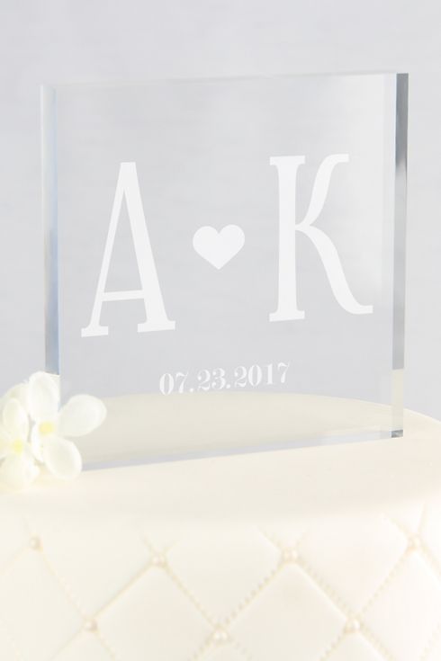 Personalized Initials Square Acrylic Cake Topper Image 2