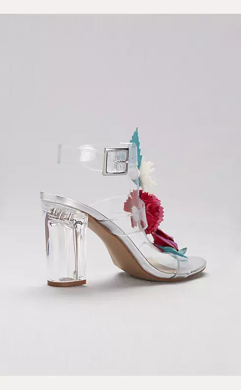 Clear Strappy Sandals with Colorful Floral Detail Image 2